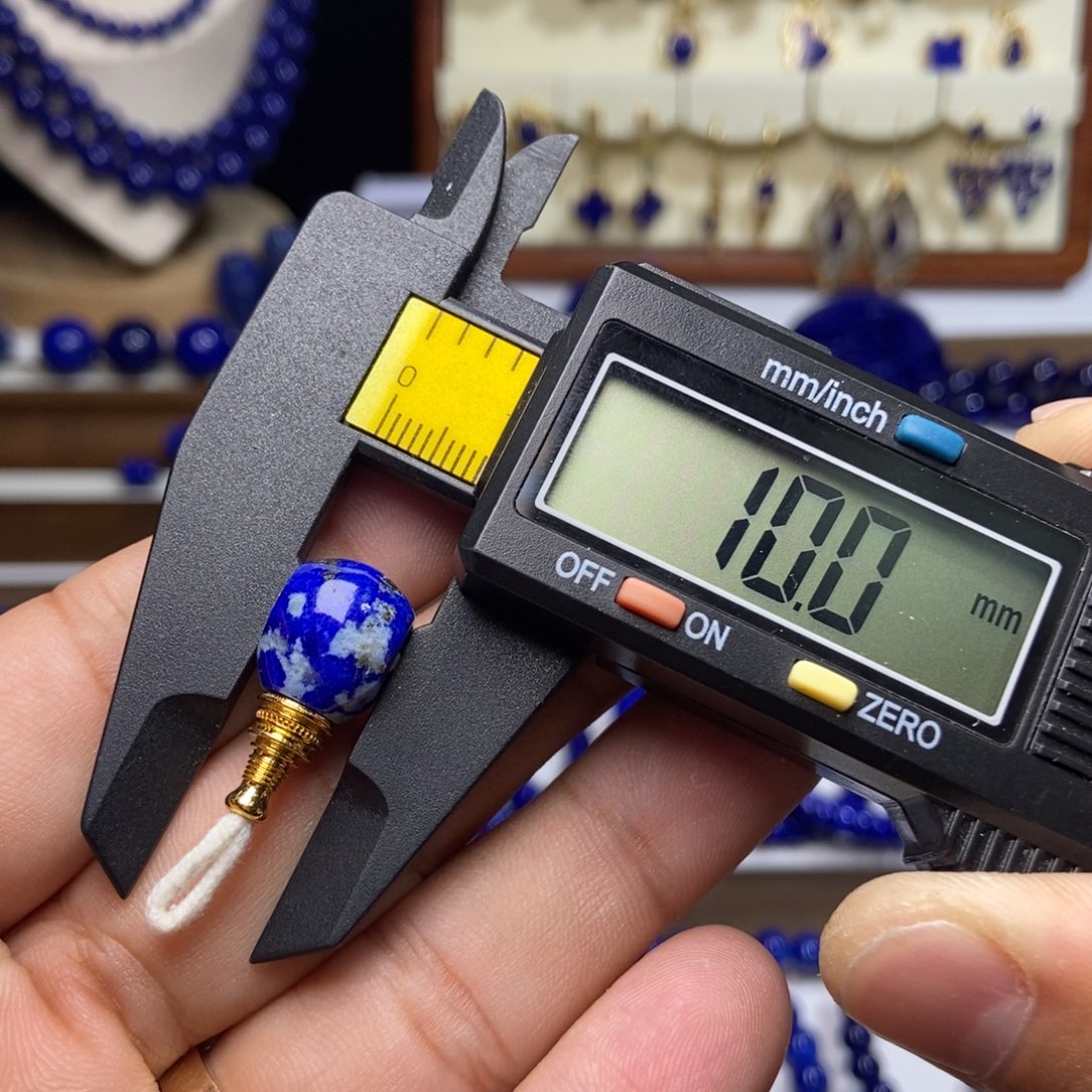 青金石银S925镀金镶嵌老矿 意境款 分体三通 