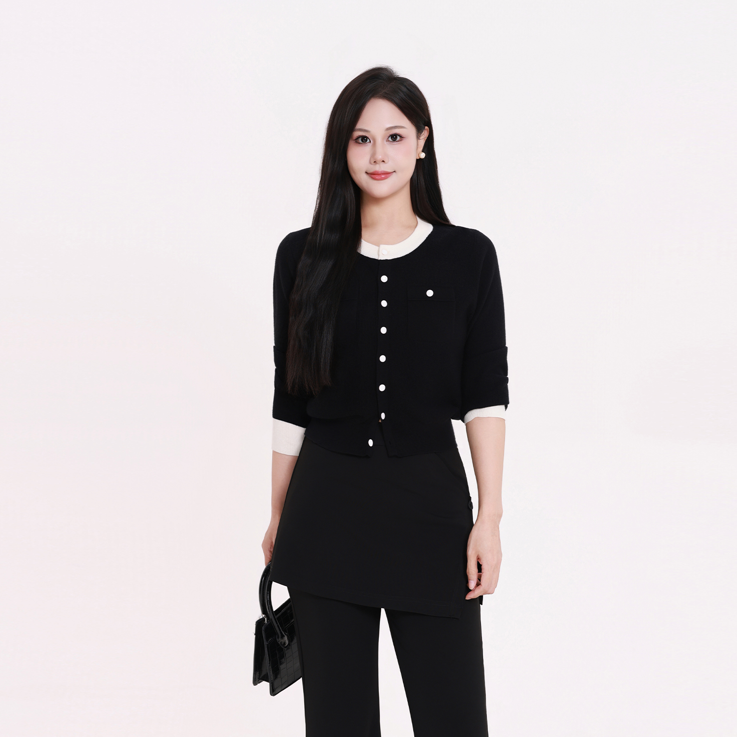 【松茶半岛】蛋妹大码女装胖mm秋季撞色拼接温柔显瘦上衣DM30773