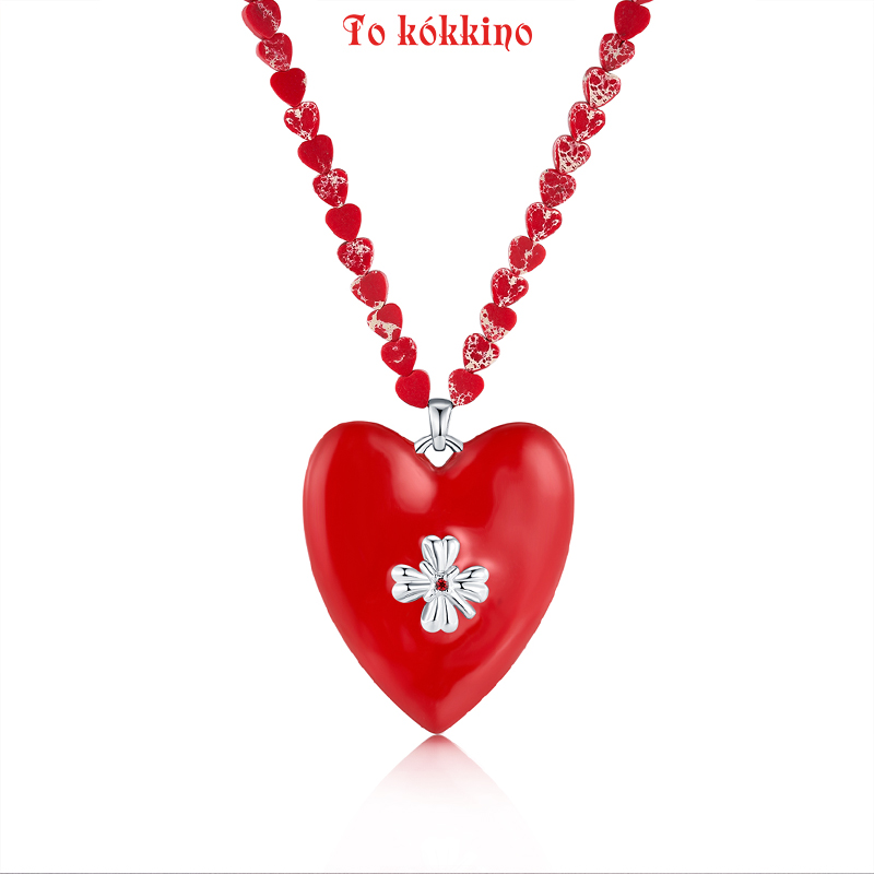 铜珐琅项链 TOKOKKINO*红帝皇石爱心项链
