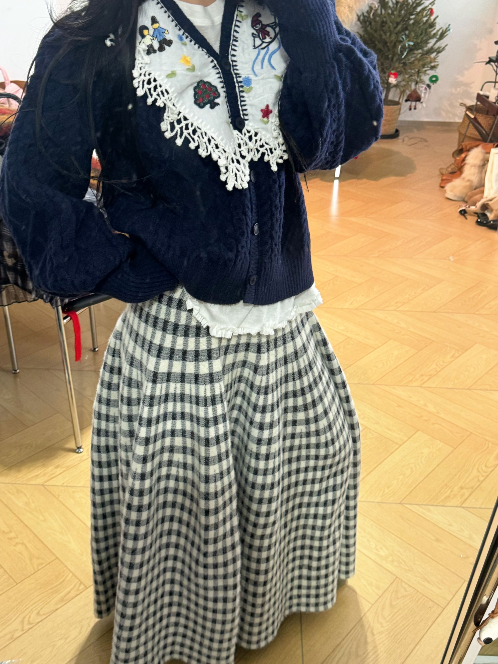 【梨零零同款】格子半身裙短绒厚实