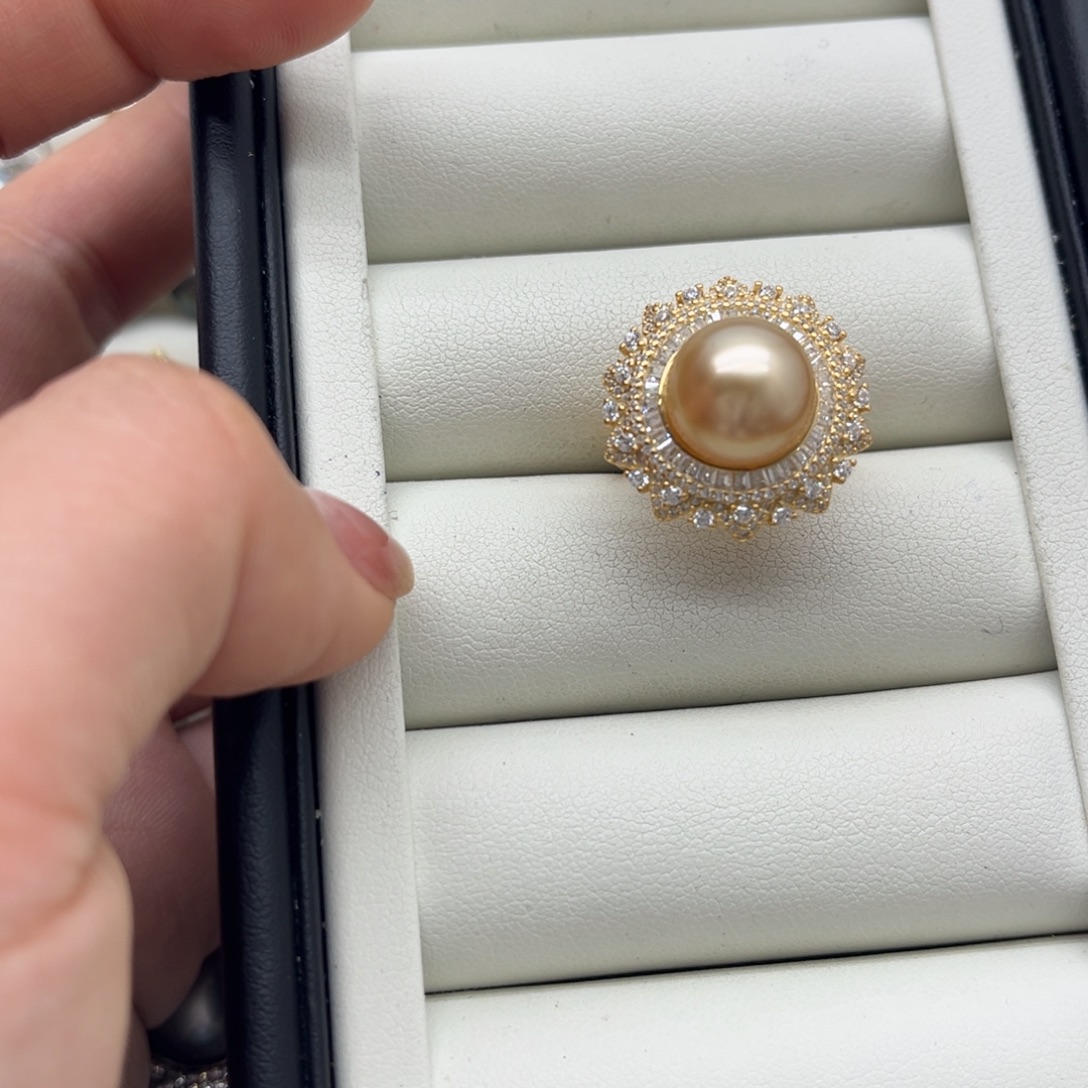 银S925镶嵌戒指海水珍珠