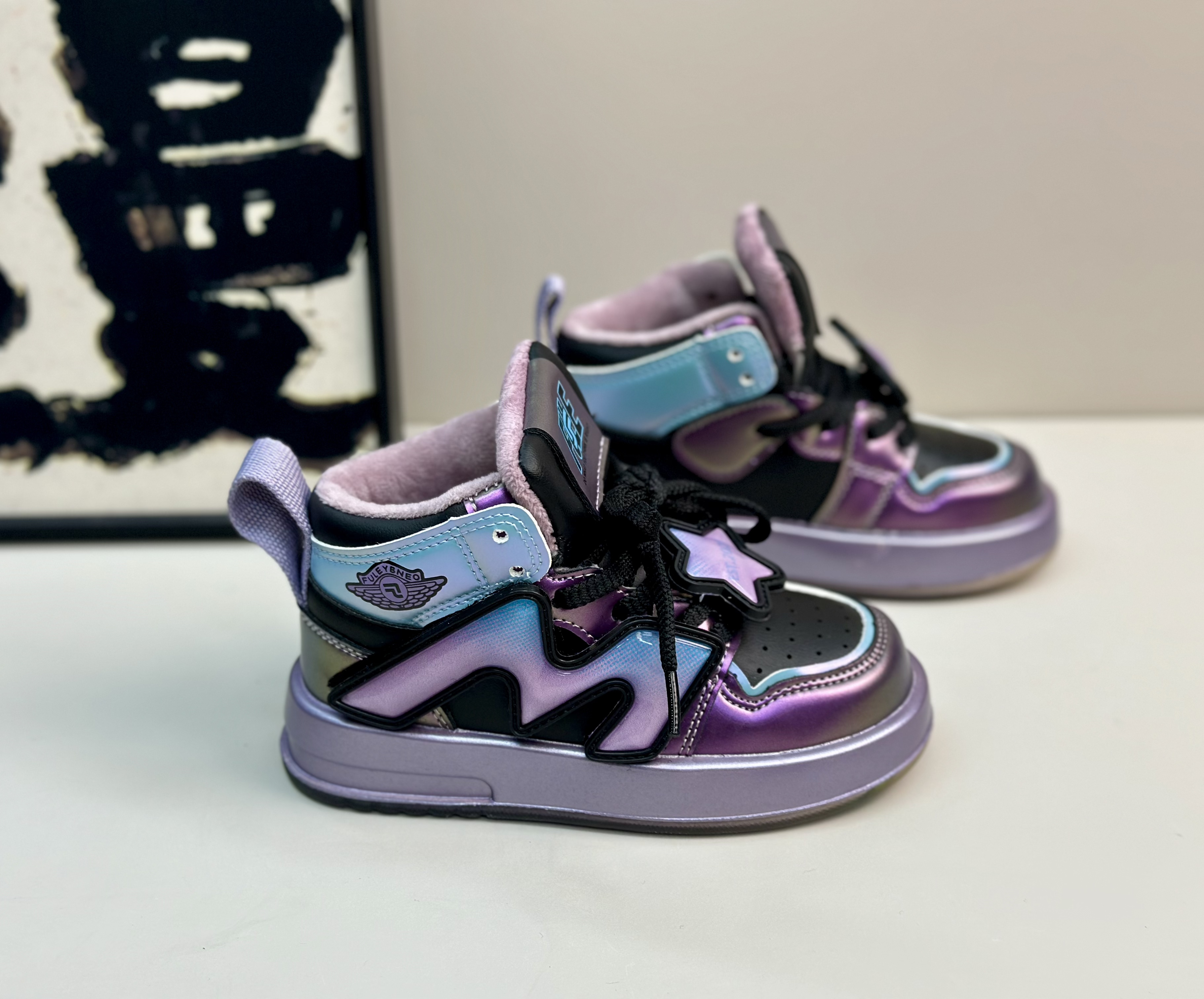 儿童秋冬加绒高帮板鞋女童皮面二棉鞋男童时尚韩版休闲鞋3030