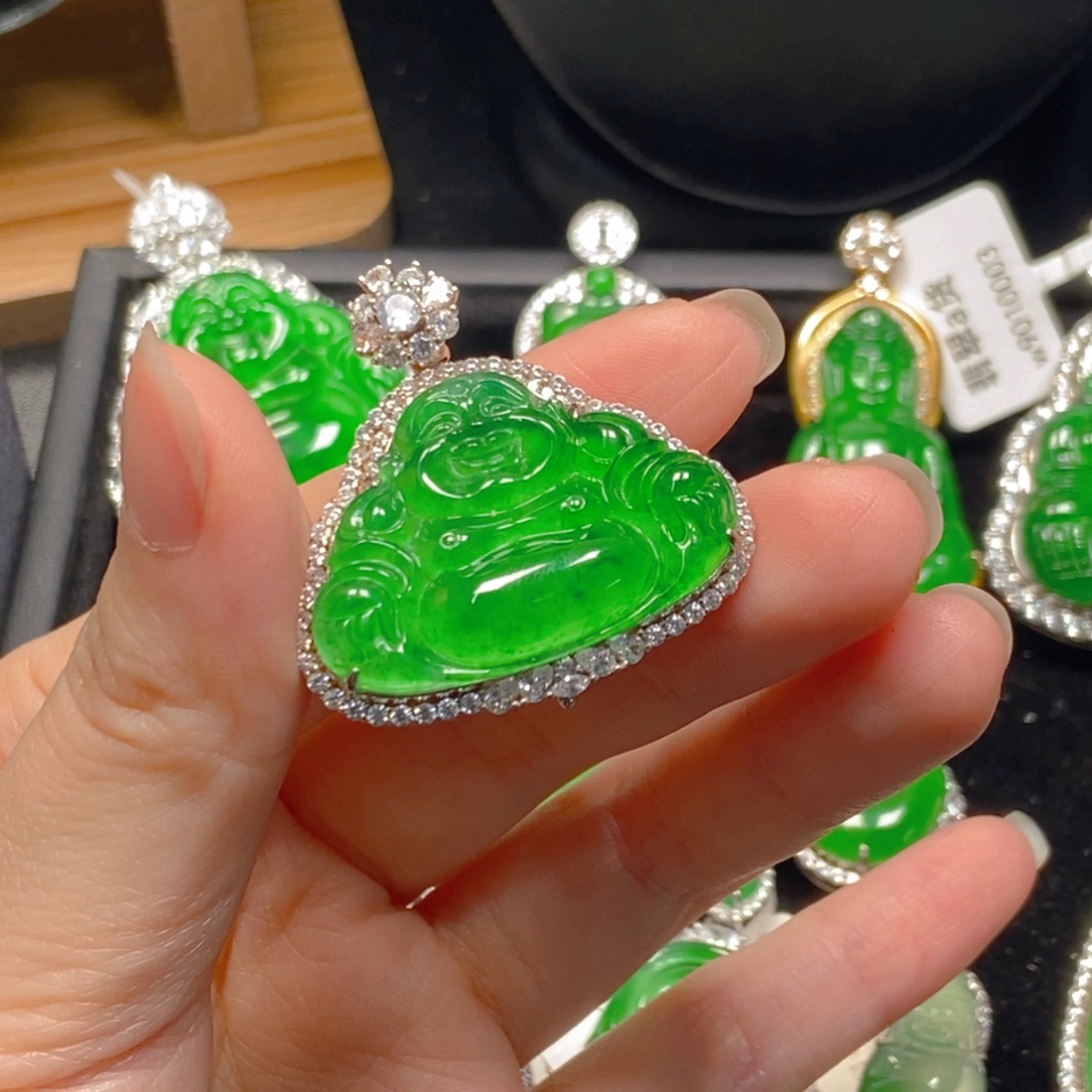 翡翠银S925镶嵌吊坠(不含链)