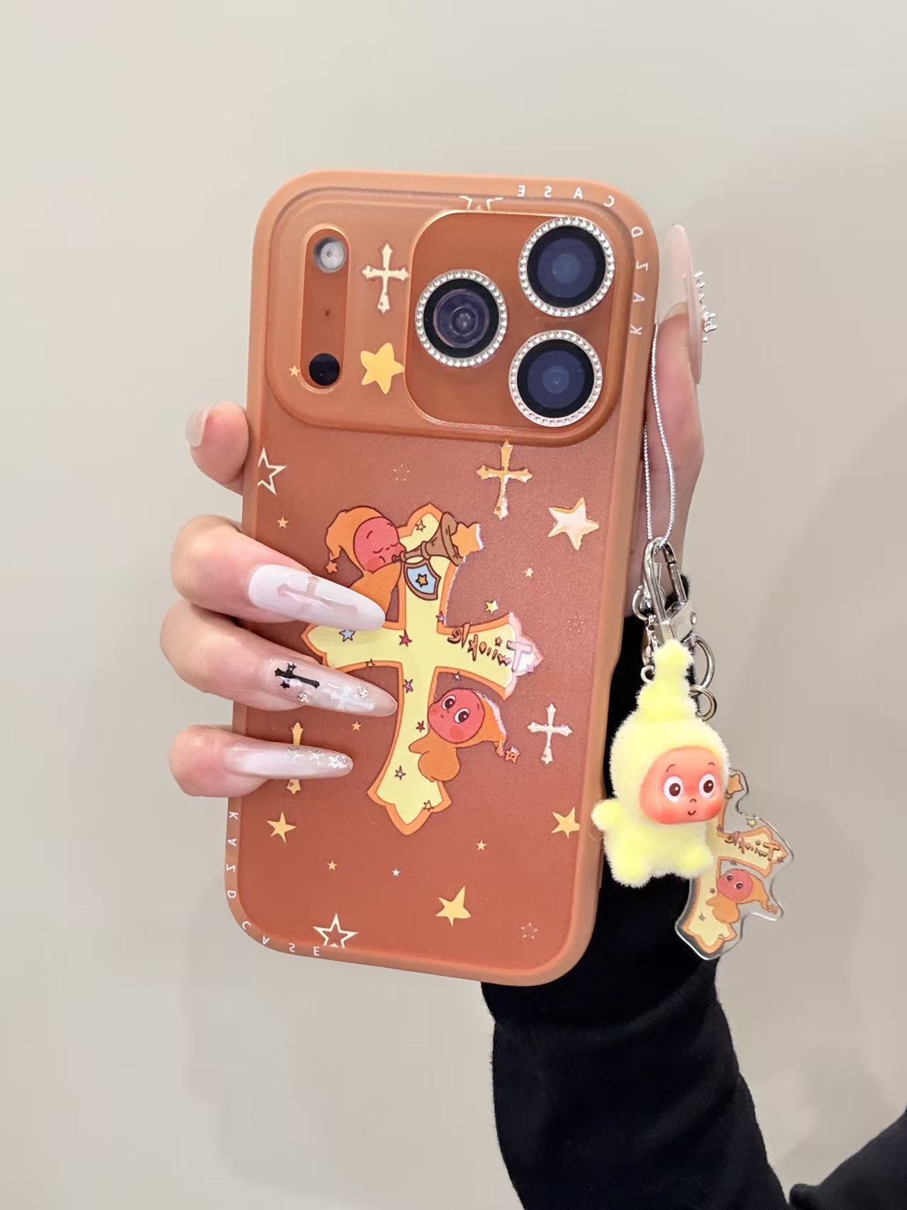 可爱ins风十字架星星人适用iphone17pro/苹果1615手机壳防摔软壳