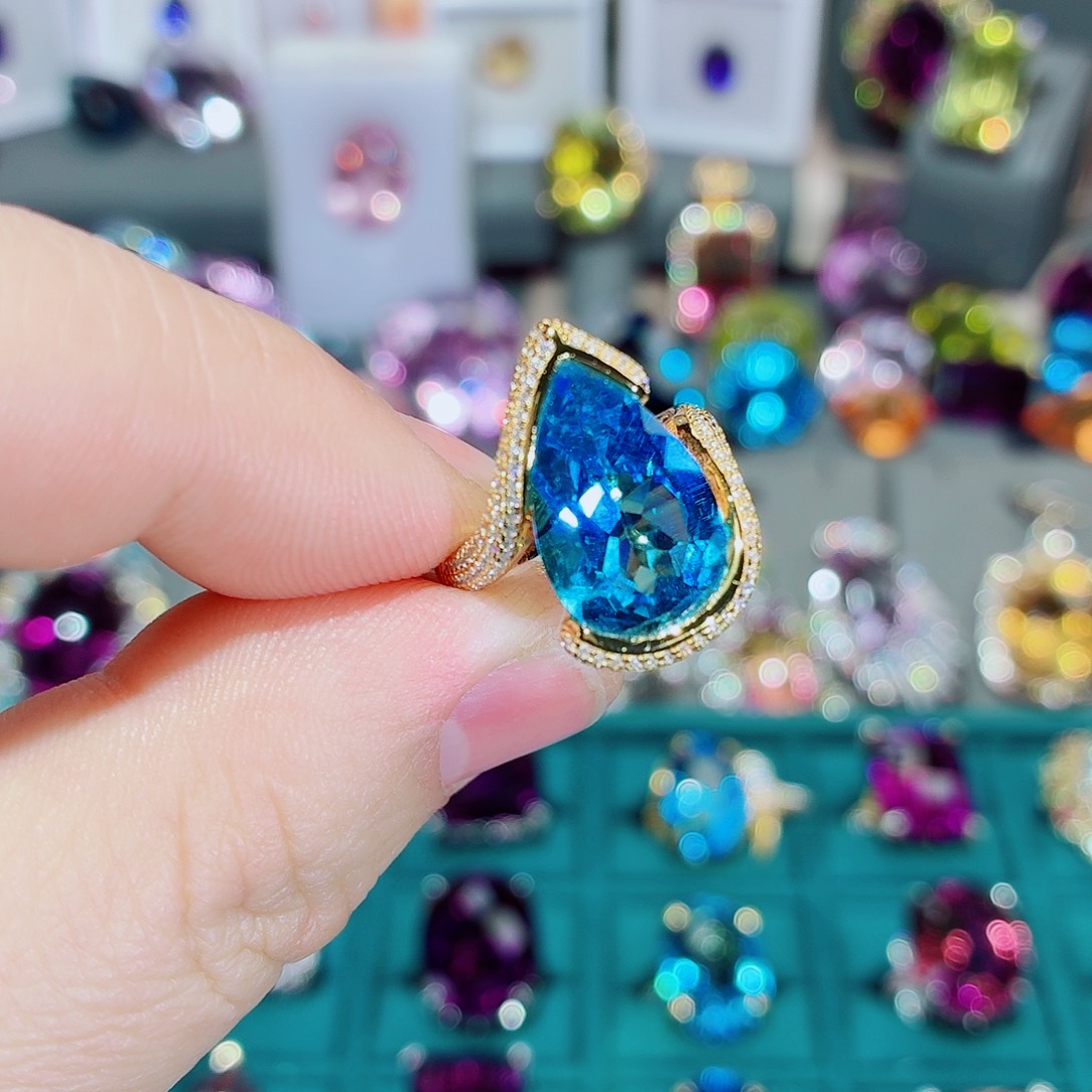 戒指银S925镶嵌托帕石