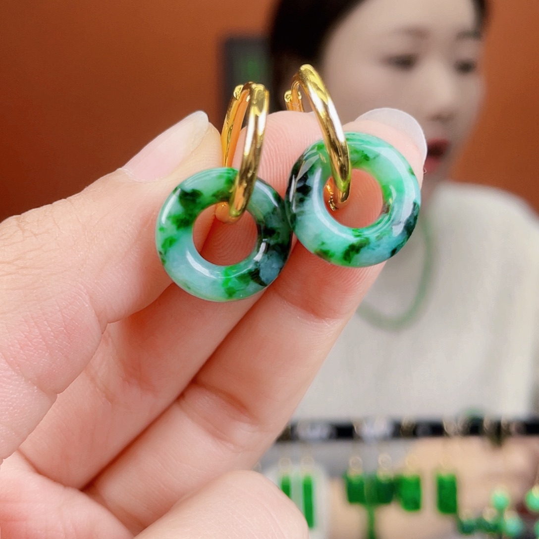 翡翠未镶嵌耳饰饰品