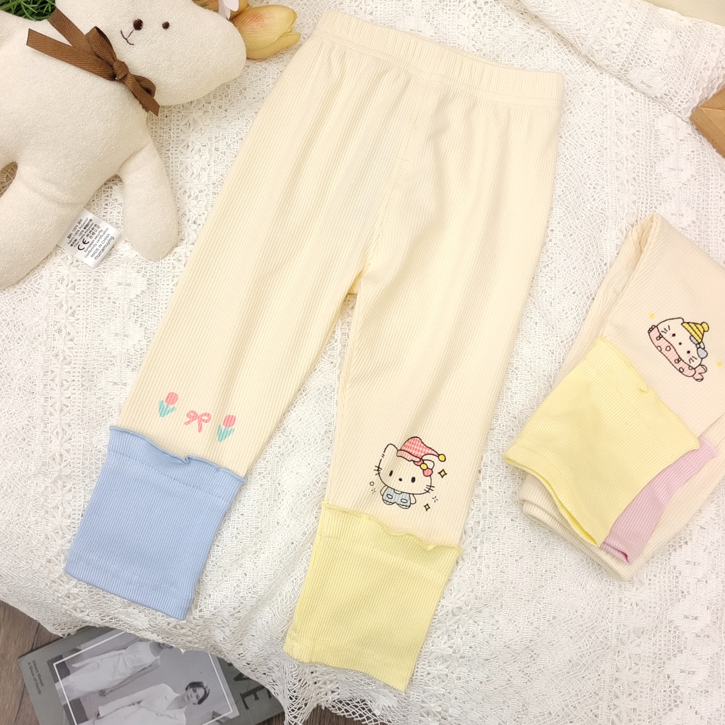  新款上新春秋拼接简约休闲时尚百搭可爱弹力卡通休闲裤打底裤C08