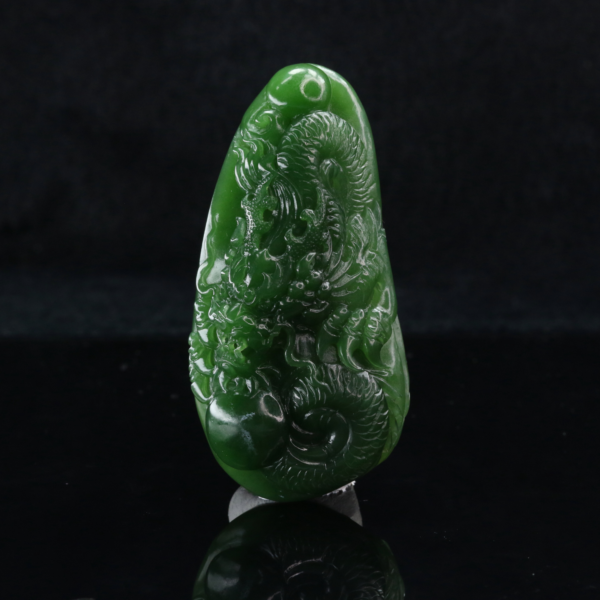 14和田玉碧玉龙牌/101595北京中保拍卖