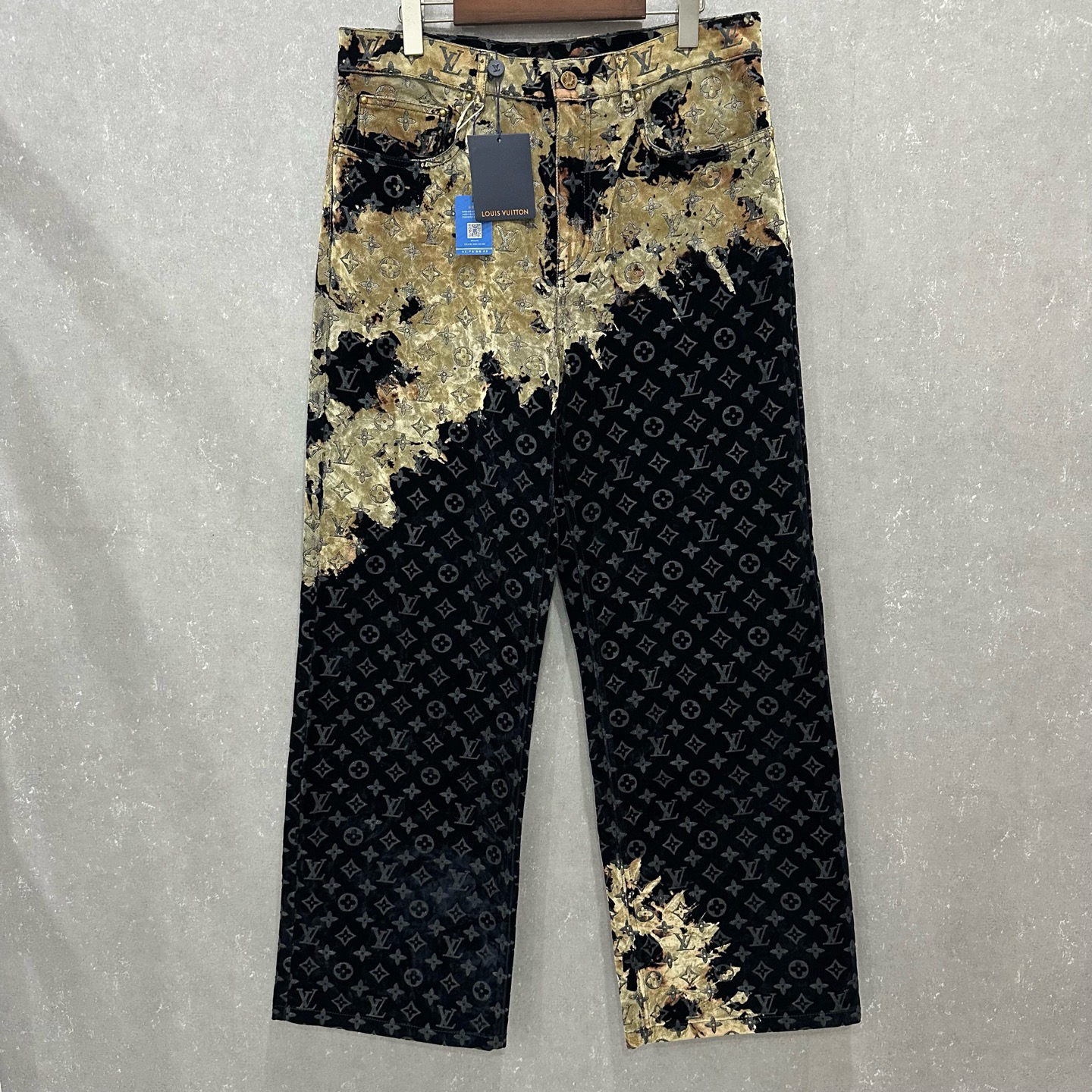 未使用 LouisVuitton/路易威登 火烧云植绒满印长裤 33码 007137