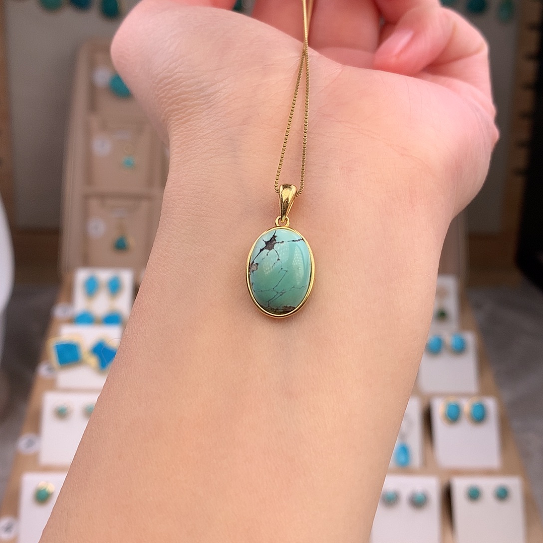 绿松石银S925镶嵌颈饰