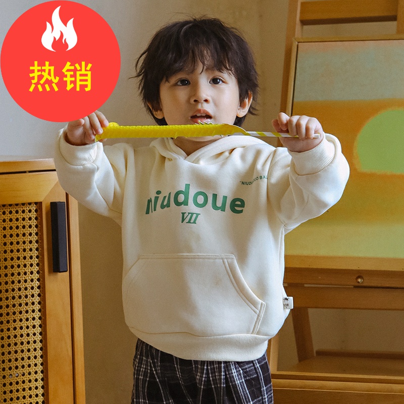 品牌儿童冬装加绒连帽卫衣新款男童加厚宝宝潮童装DBE37619