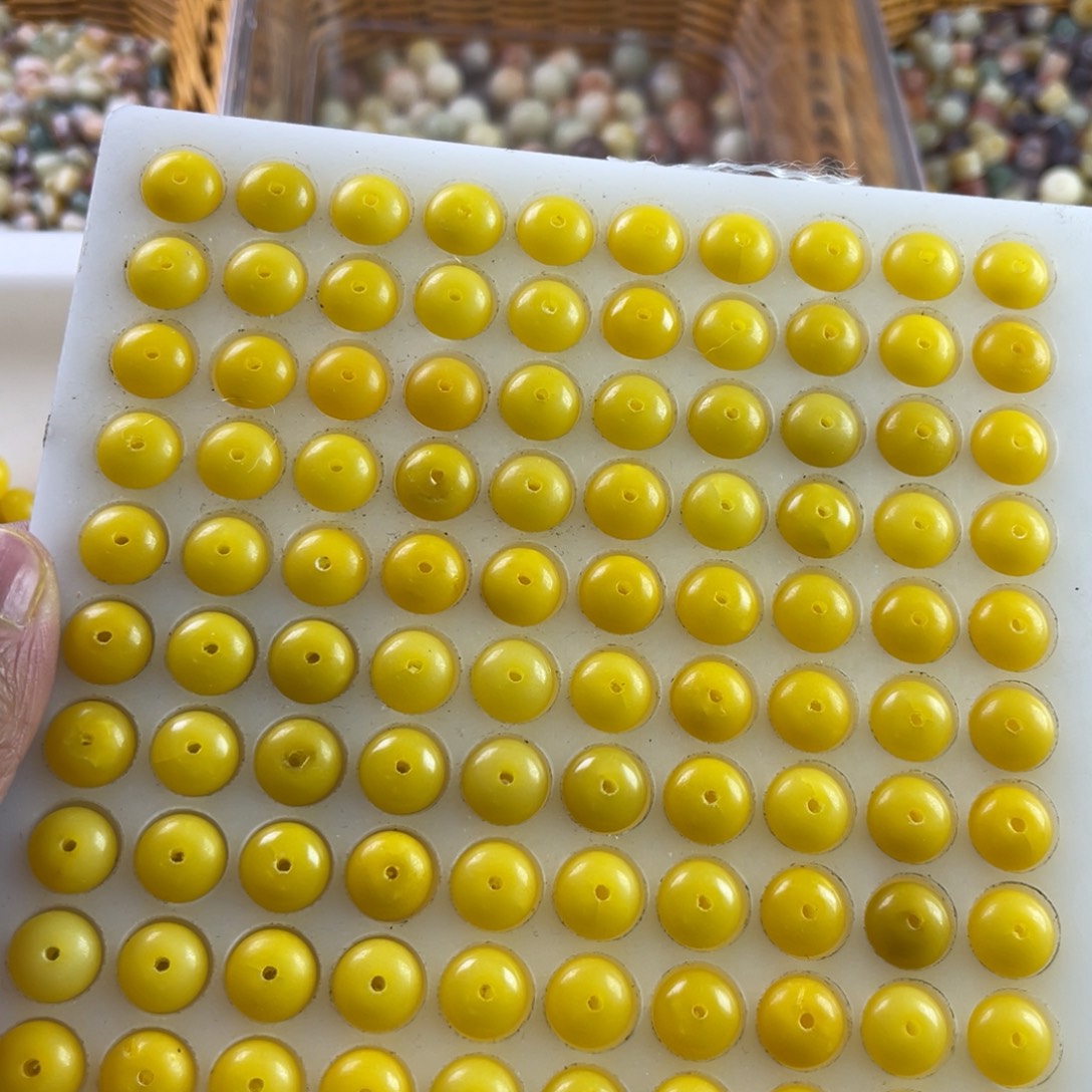 吊坠白玉菩提瑕疵11-7鸡油黄算盘200颗