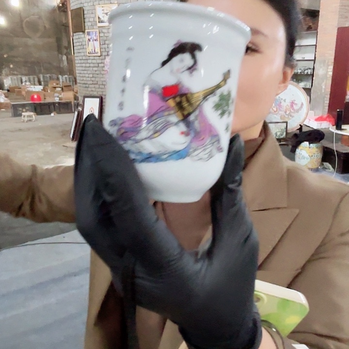 陶摆件景德镇高温陶瓷主人杯四大美女之一