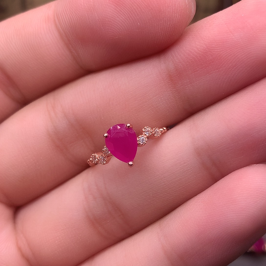 红宝石戒指银S925镶嵌