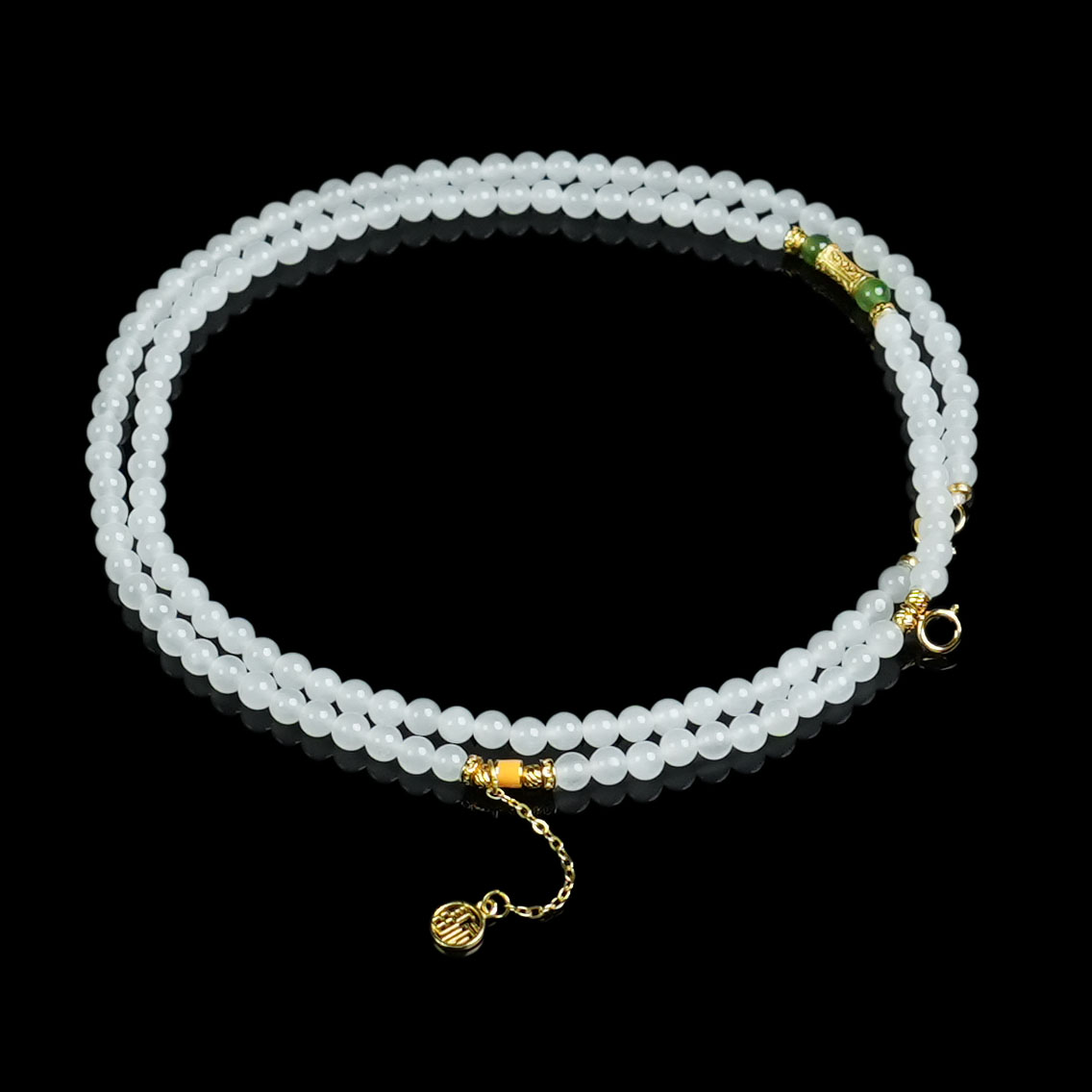 V姐|心选|和田玉白玉小米珠项链 3.5mm-ZHY110119 多样性发其一