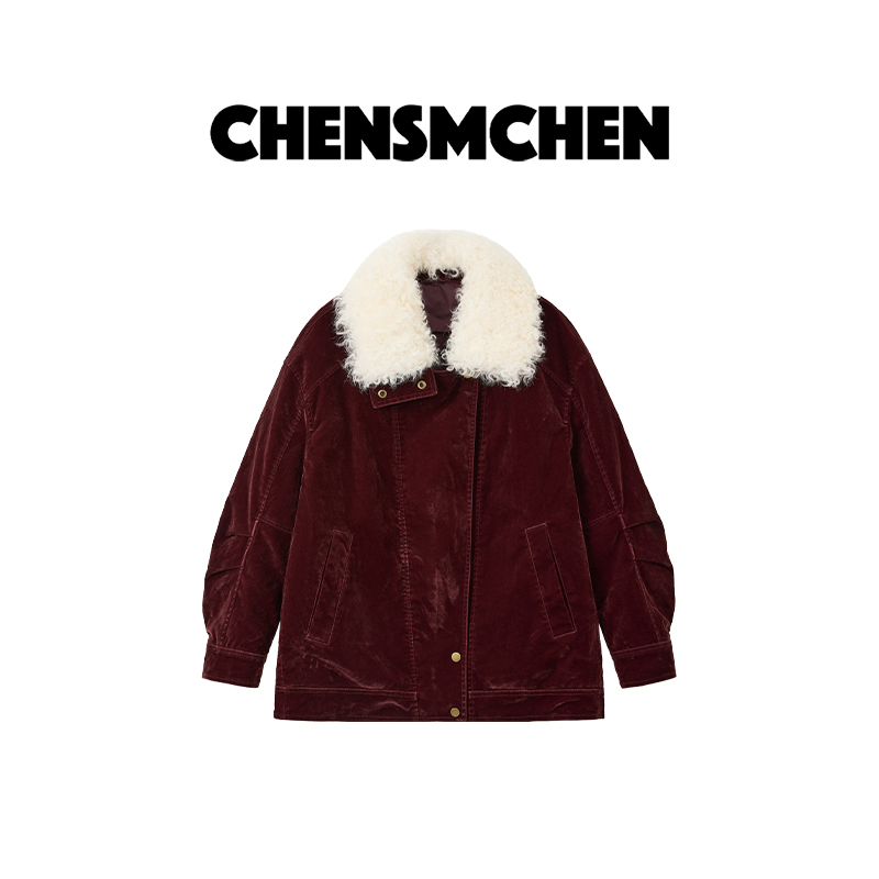 CHENSMCHEN 毛领植绒派克鹅绒服女休闲百搭显瘦羽绒服CSY11333MX