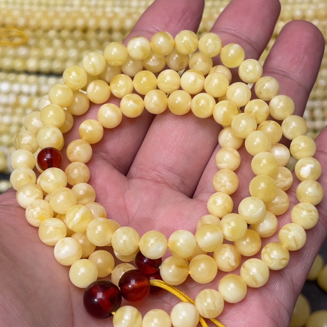 蜜蜡裸石未镶嵌蜜蜡佛珠6.8mm