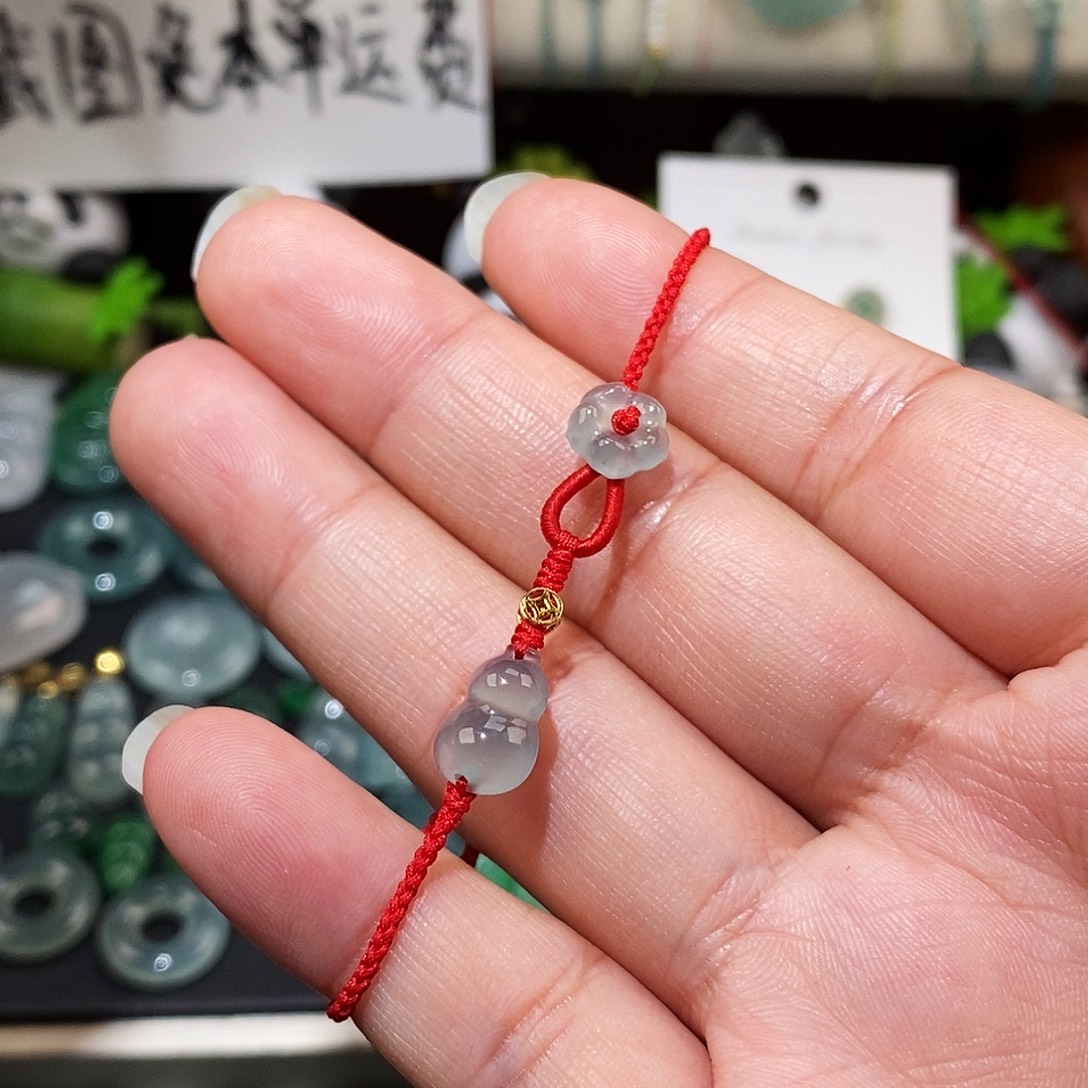 翡翠未镶嵌颈饰葫芦红绳15