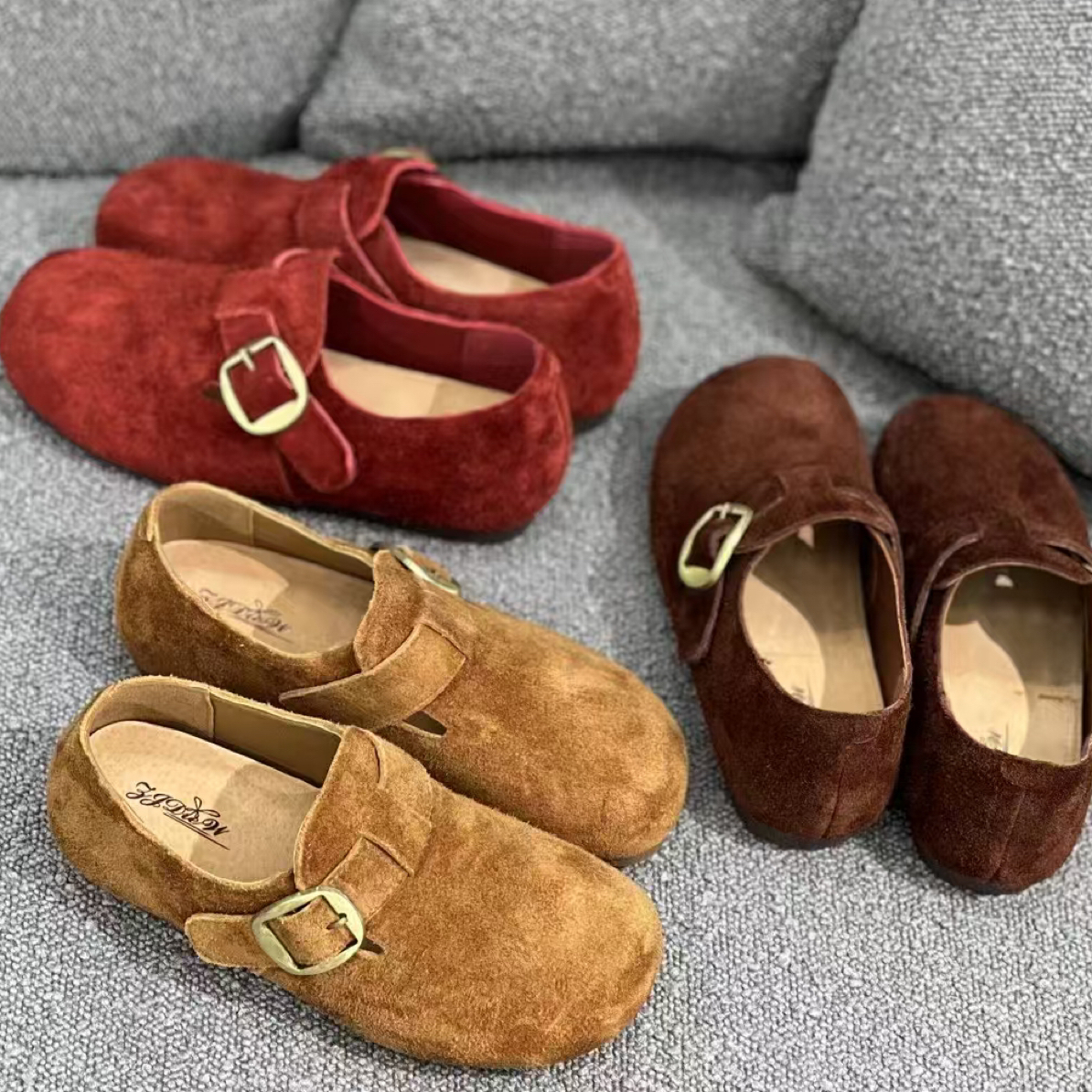 新品真皮平底勃肯鞋单鞋6077-5