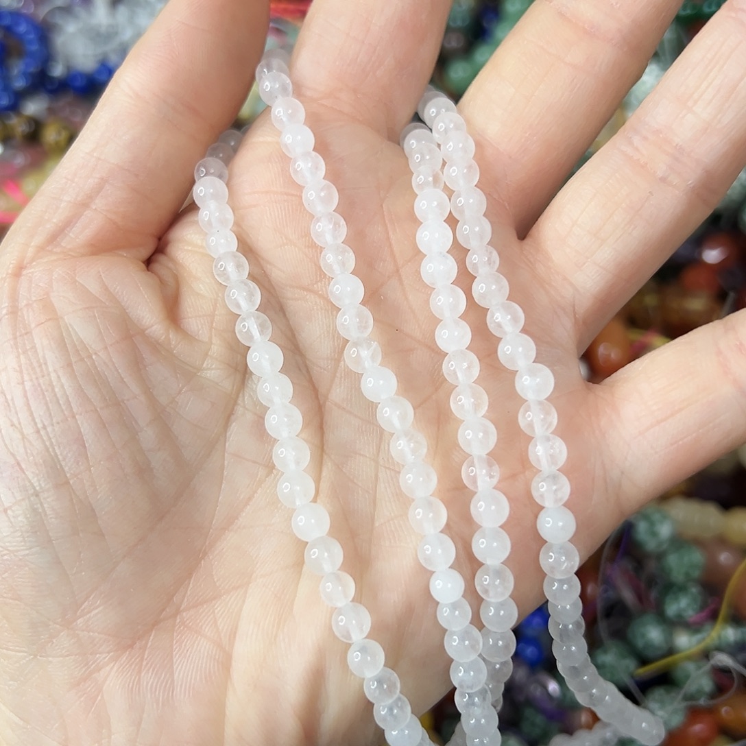 玛瑙/玉髓合金珠宝半成品，卡4奶白水晶一条