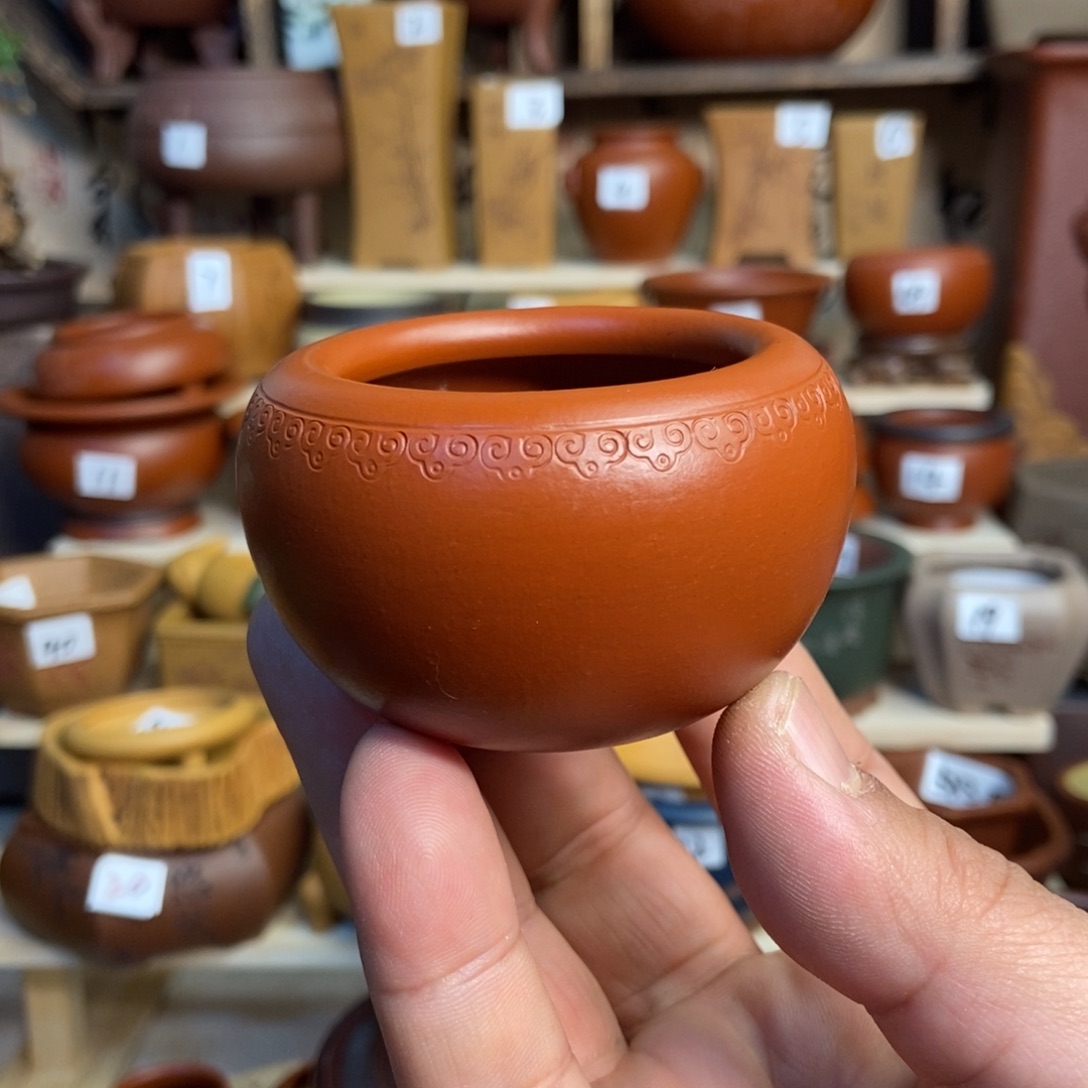 紫砂花盆孙伟手拉胚，内口经尺寸4×3