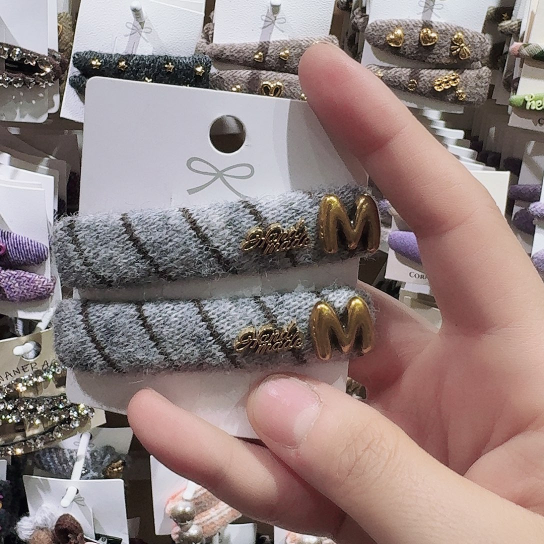 布艺不锈钢条纹字母针织掰掰夹