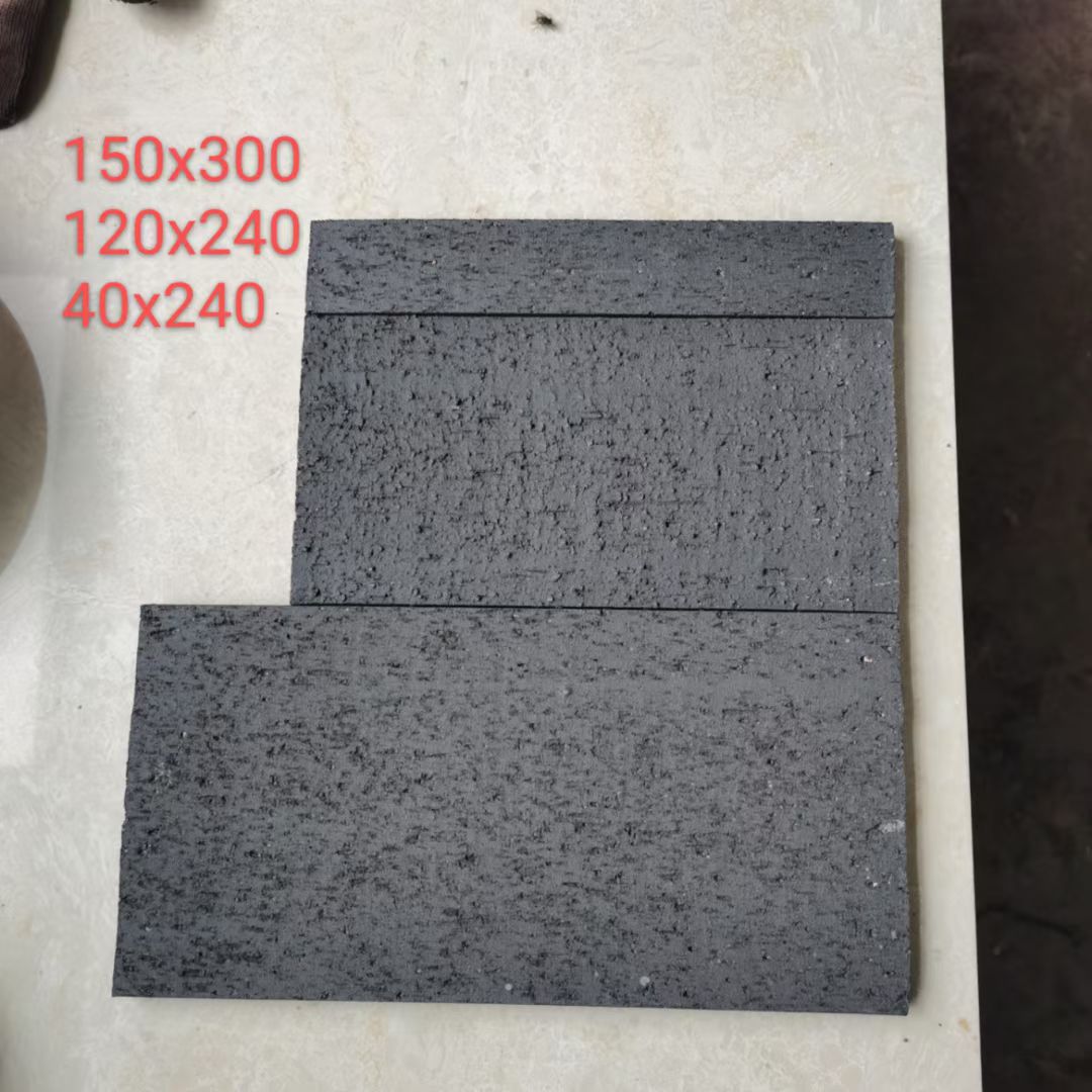 600x1200黑色通体防滑耐磨麻面亚光全瓷板岩古砖