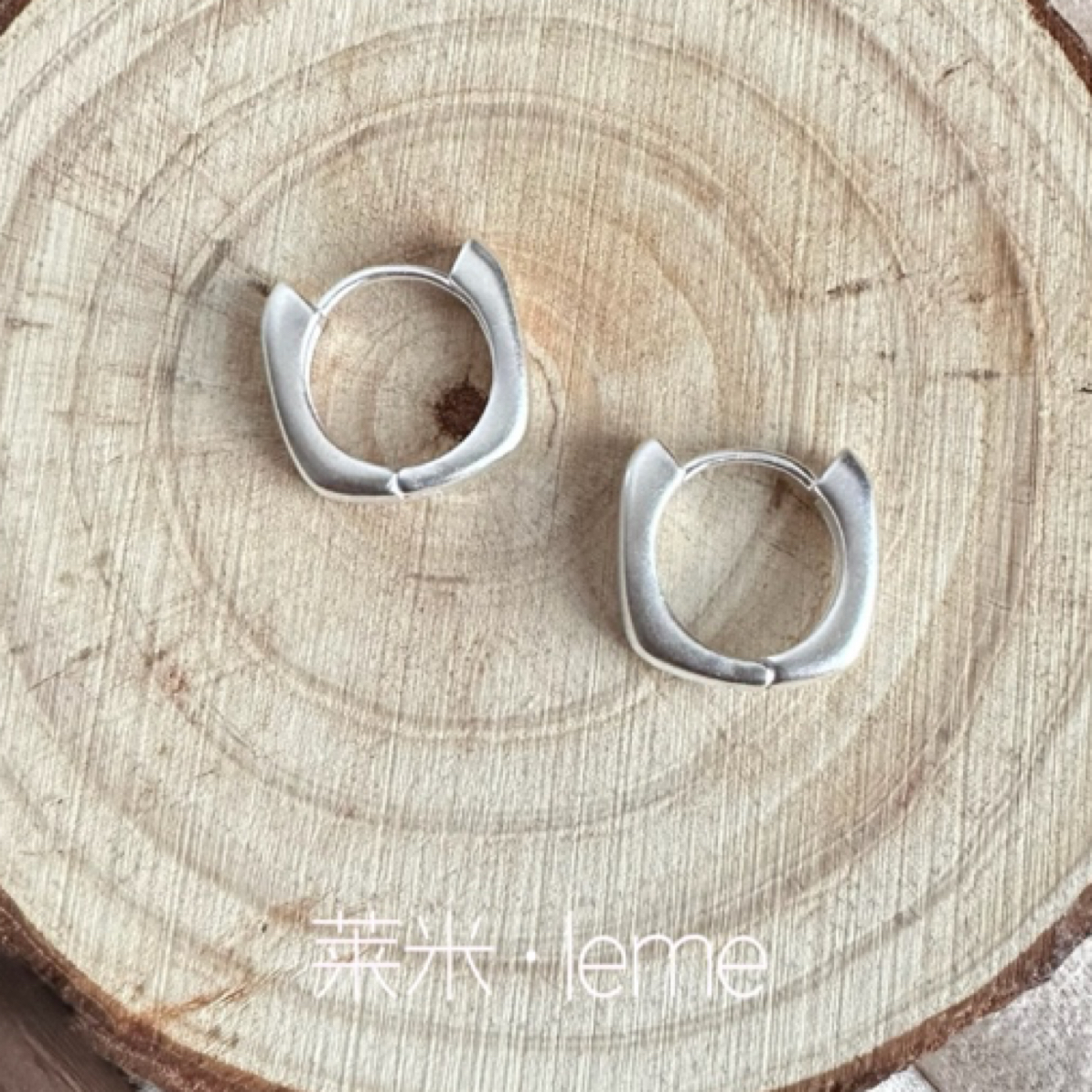 925银耳饰 S925银几何哑光方形耳扣百搭时尚个性高级耳环