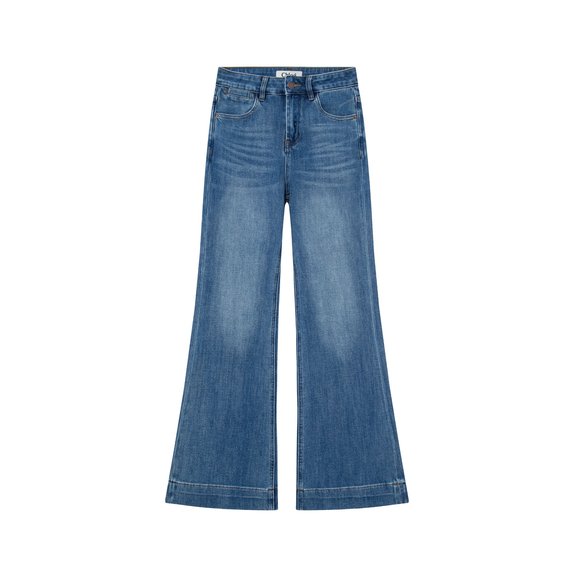 高端定制-四面弹水洗女秋季苹果型身材显瘦裤子设计师微喇牛仔裤