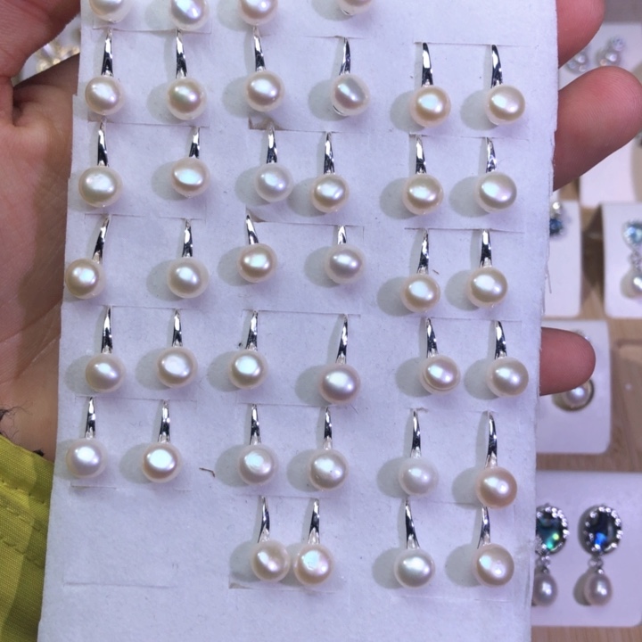 淡水珍珠耳饰银S925镶嵌