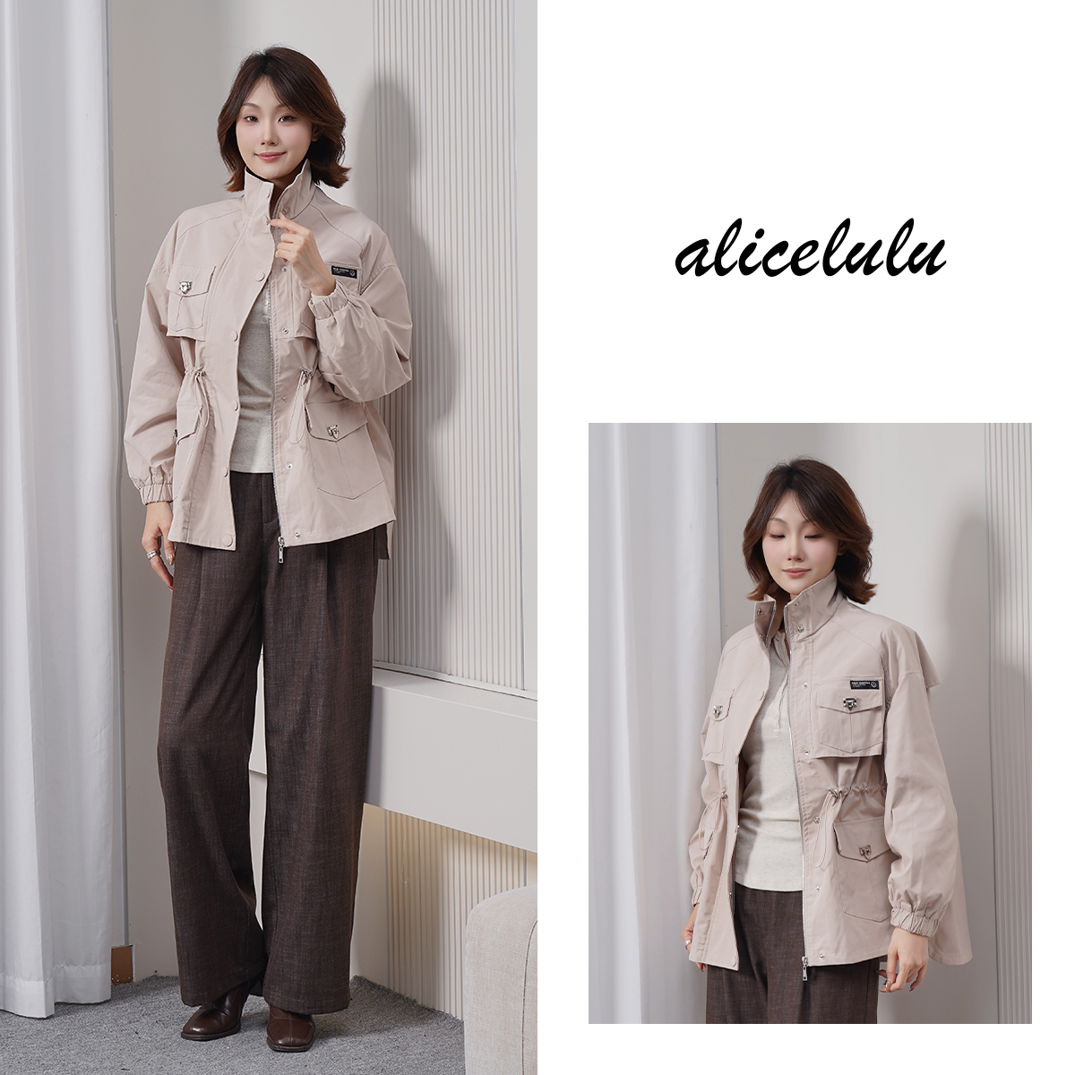 1 ALICE 秋冬通用常规甜美时尚休闲收腰春季百搭风衣外套 88112