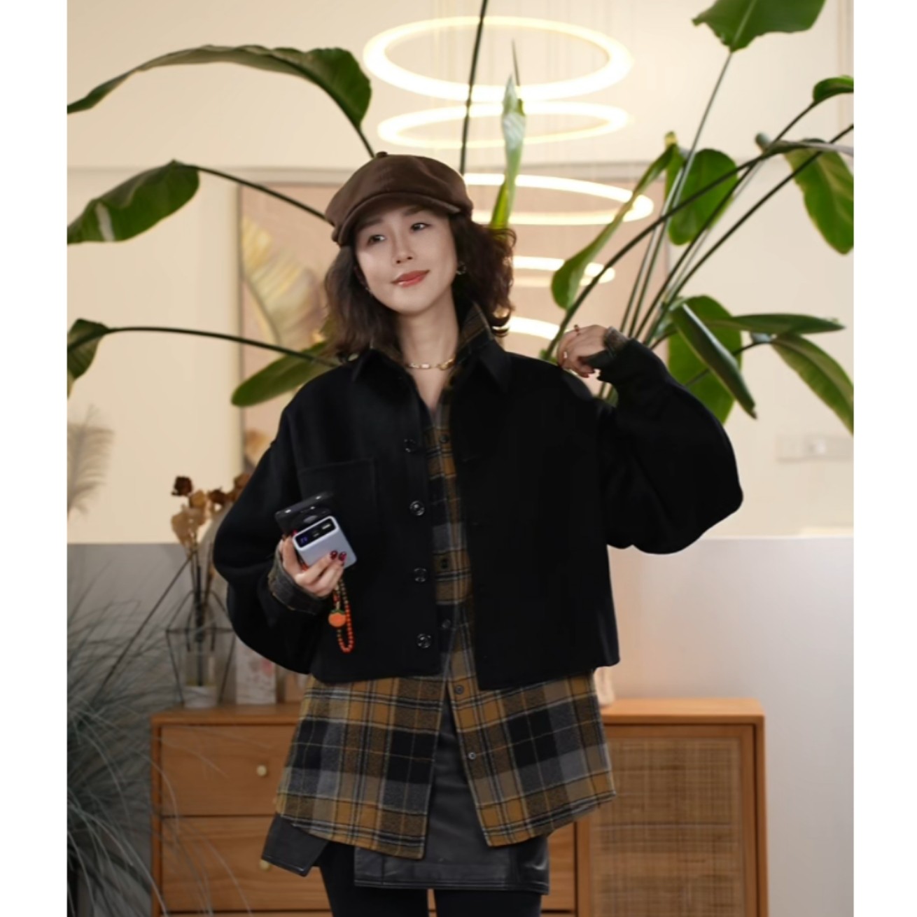 X库茵 叭哒不惑 靠山 绵羊毛时尚休闲百搭宽松毛呢外套