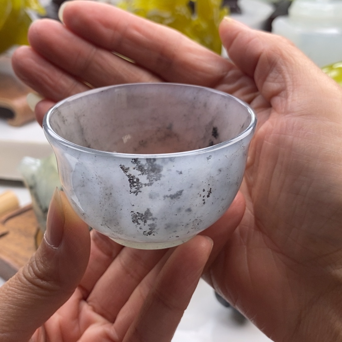 岫玉未镶嵌四大名玉茶杯50cc