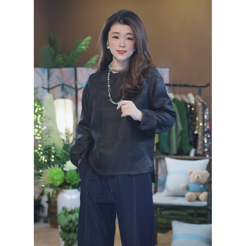 【香云纱桑蚕丝斜襟古法上衣】春夏必备单品