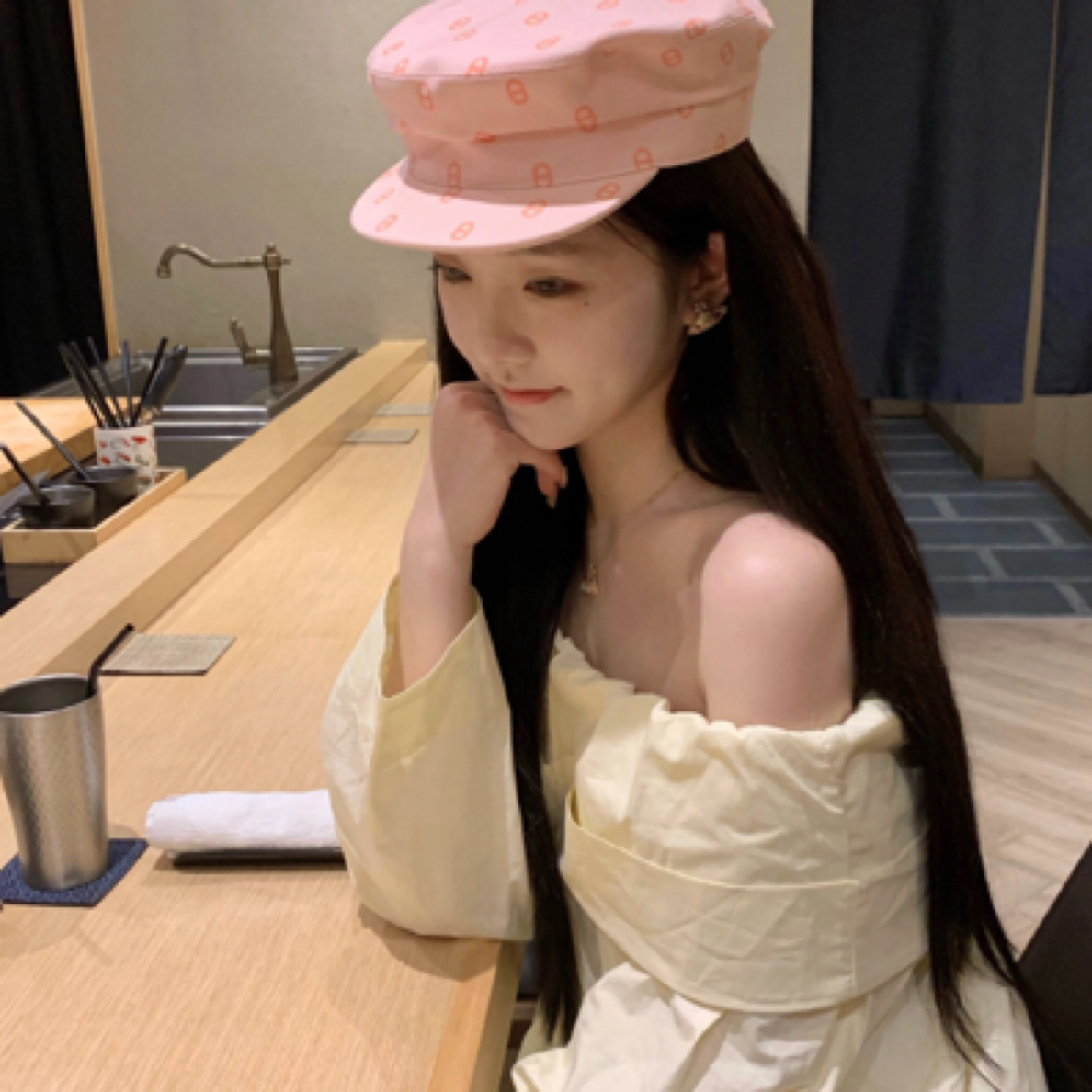 HERMES/爱马仕 ww47 粉色猪鼻子帽子 56码