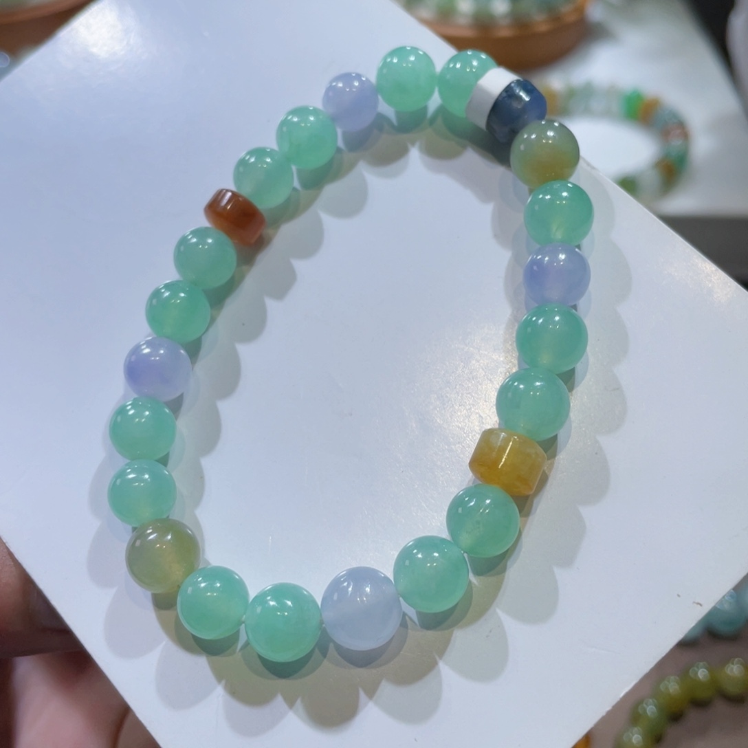 翡翠手链未镶嵌甜绿手串卡7