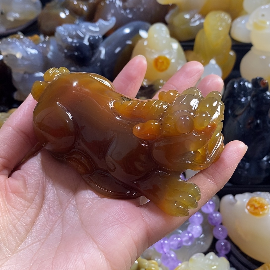 家***繁玛瑙/玉髓未镶嵌手把件