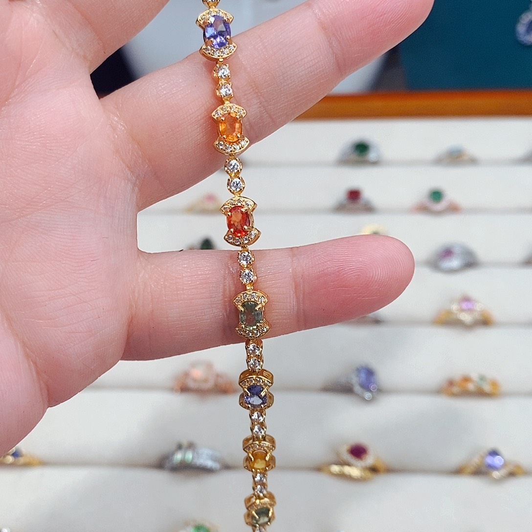 蓝宝石手链银S925镶嵌