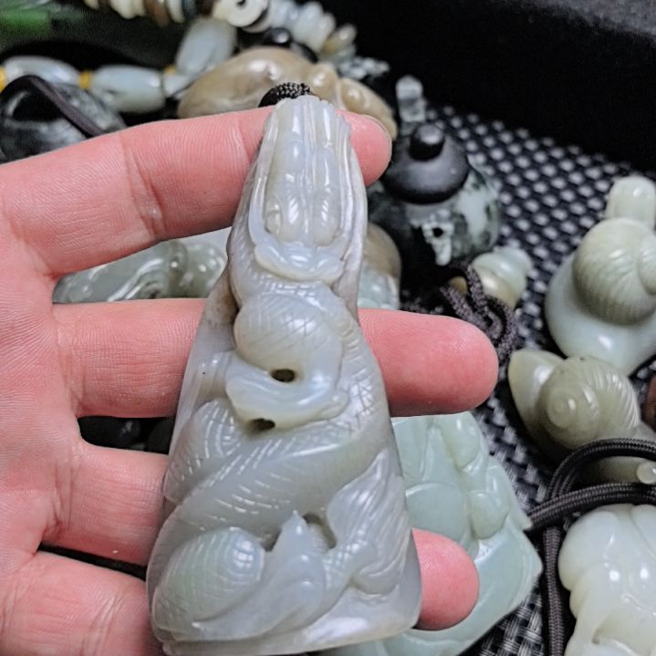 和田玉未镶嵌和田玉手把云**轻