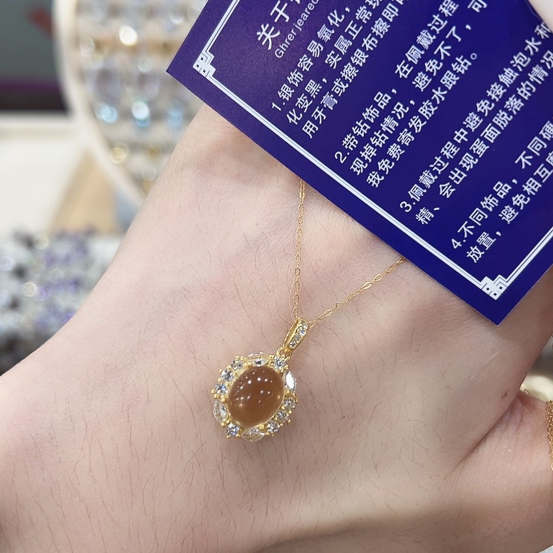 银S925镶嵌黄晶吊坠(赠链)