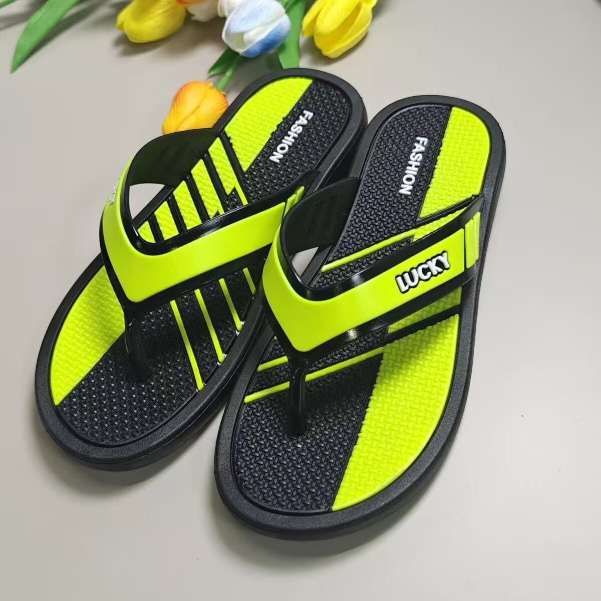 拖韩式黑色舒适夏季厚底男鞋英伦风防滑