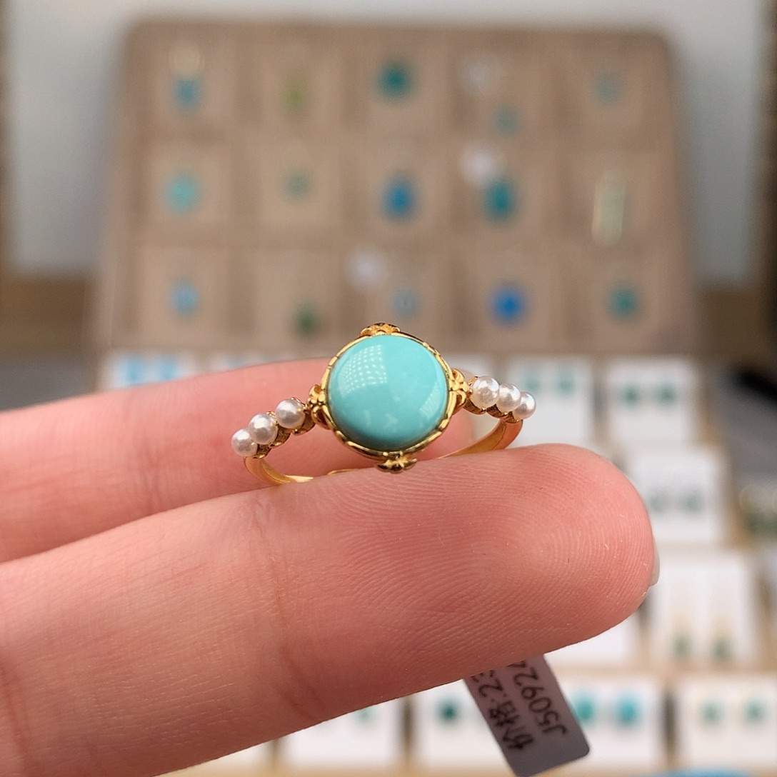 绿松石银S925镶嵌戒指