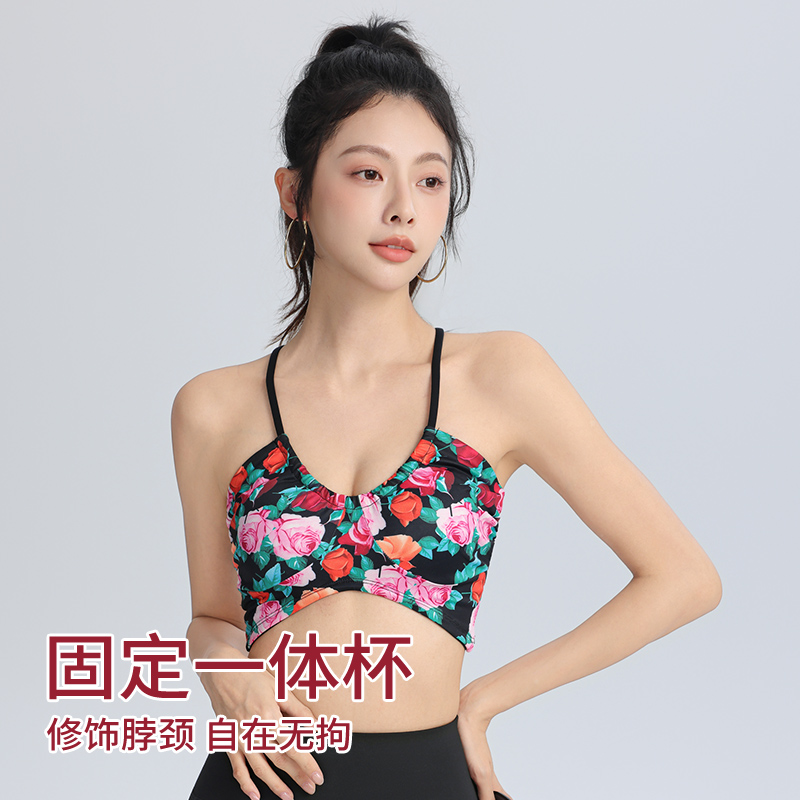 瑜伽背心女修身型背心吊带脖颈内衣性感扎染套装跑步露背欧美时尚