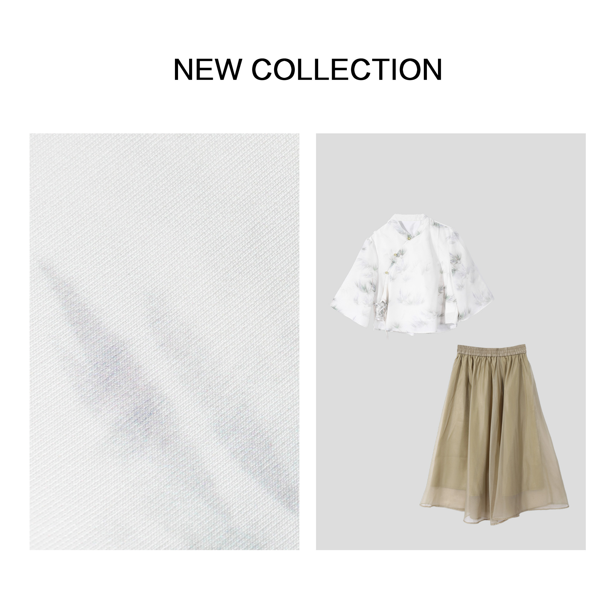 【珊珊专属】水墨印花上衣+纱质半裙时尚套装 D3F28186 -8186