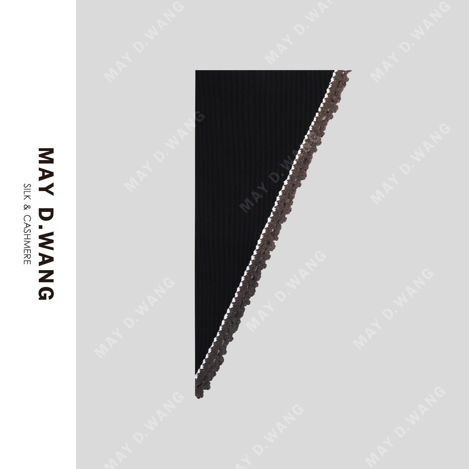 王之造[甄老板专属]手工花边羊绒三角围巾 (130*35CM) G1F8001