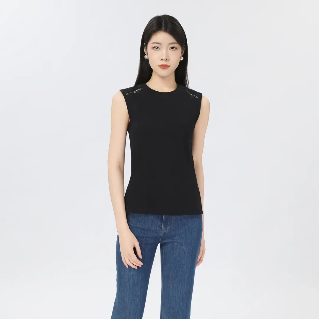 不退不换/肌理感T恤设计气质时髦无袖上衣5300513