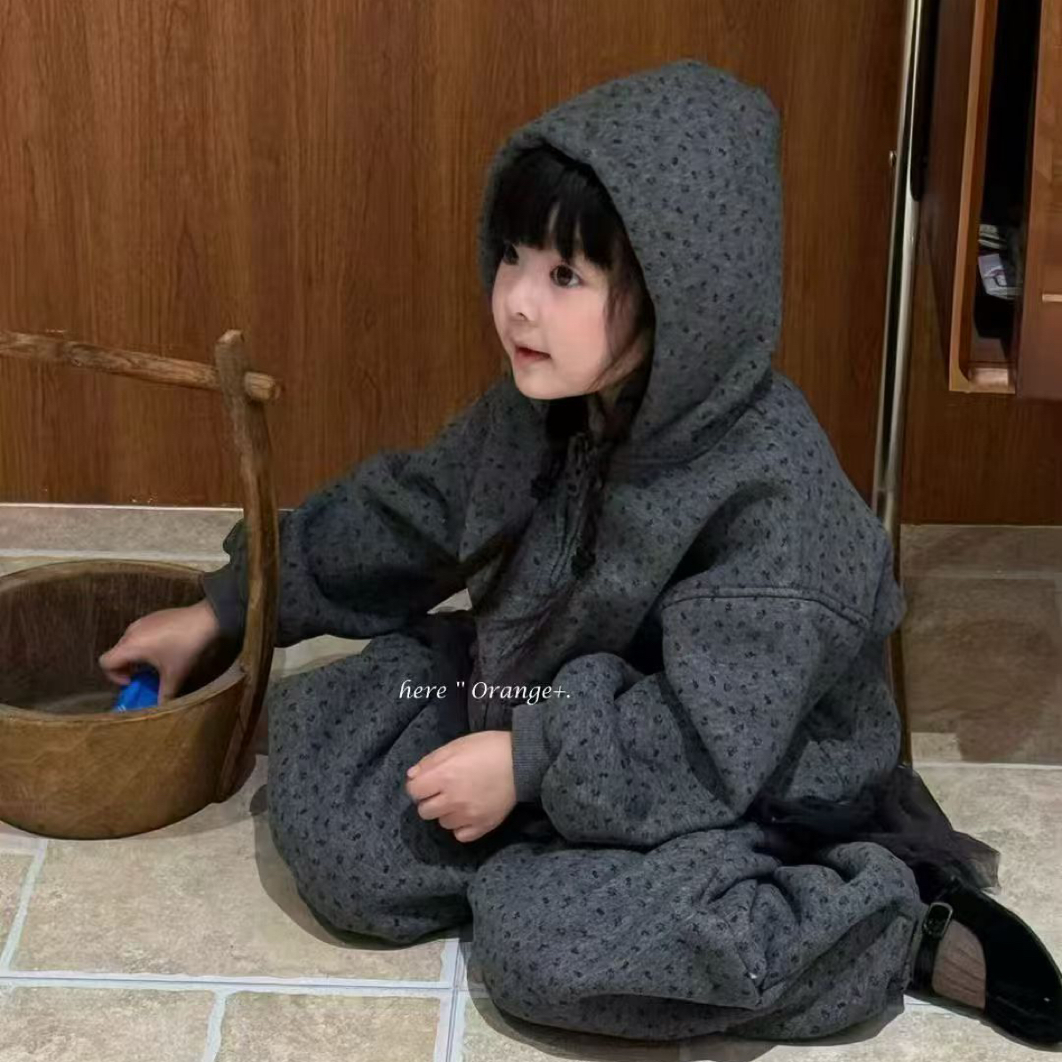 休闲风秋冬女拉链冬季碎花套装休闲男童外套宽松