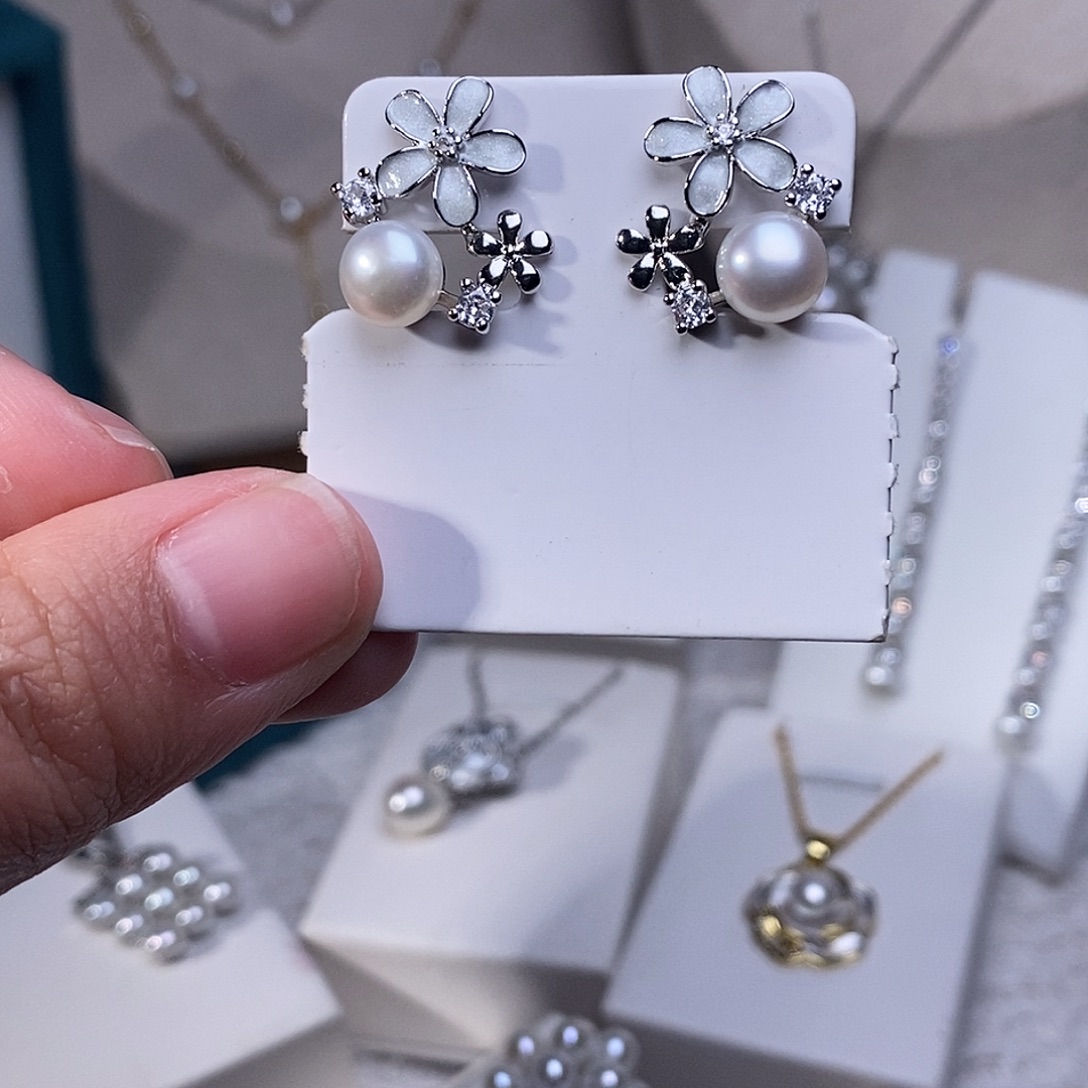 耳饰淡水珍珠银S925镶嵌