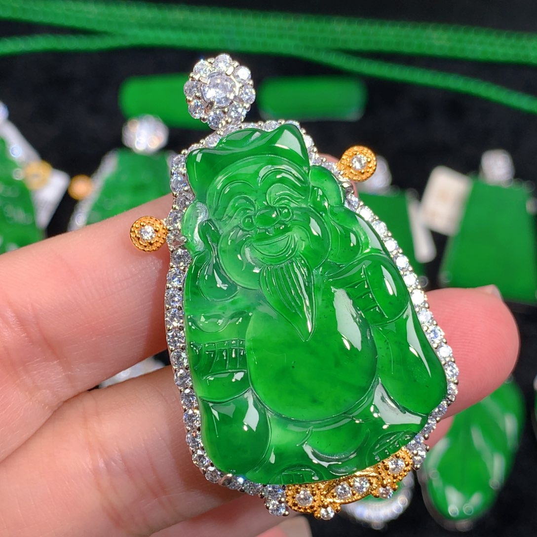 翡翠吊坠(不含链)银S925镶嵌