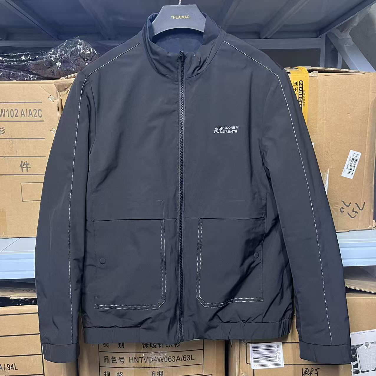 8436撤柜H剪标春秋男士两面穿立领夹克外套黑色